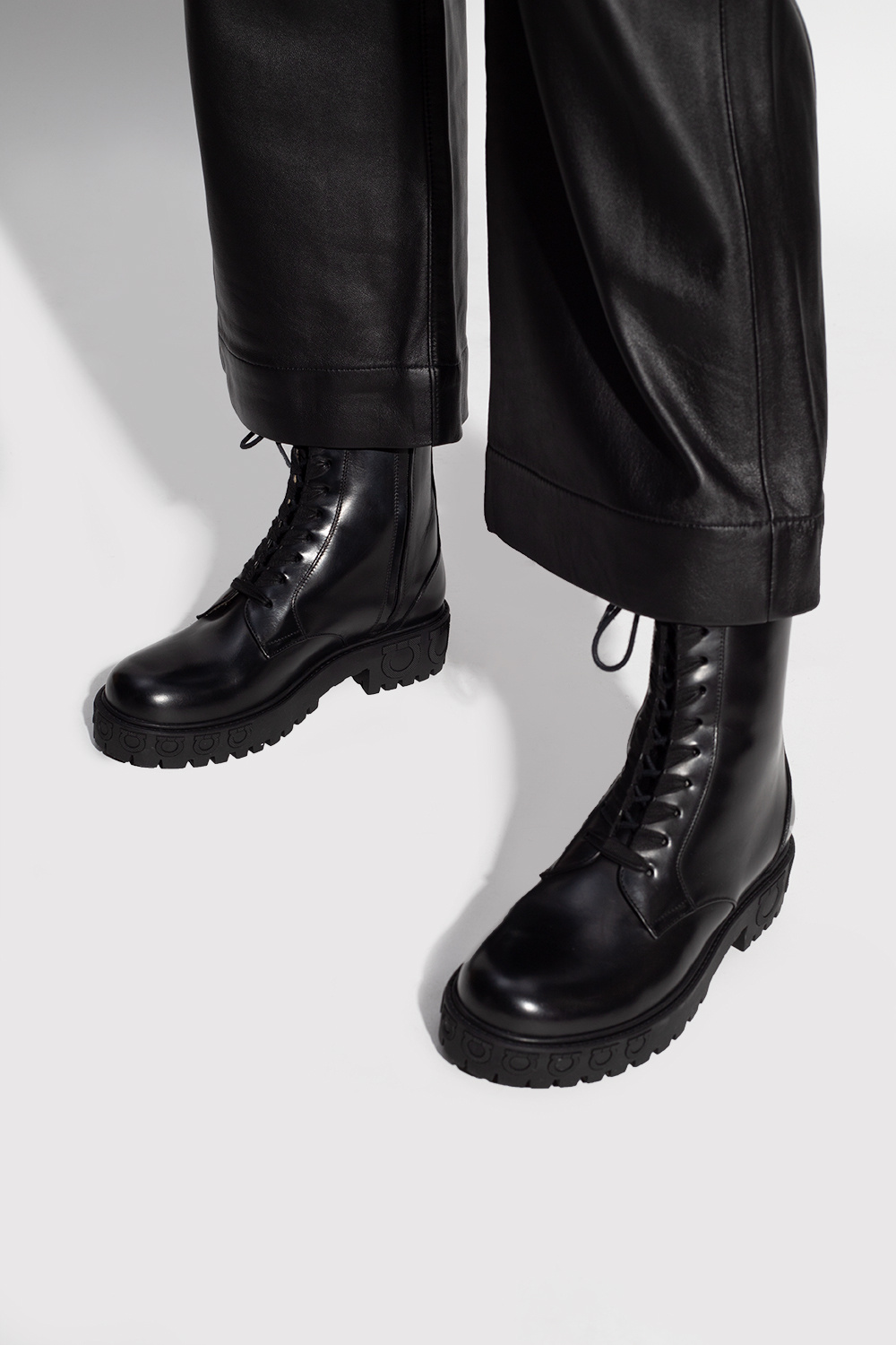 Salvatore ferragamo sale combat boots